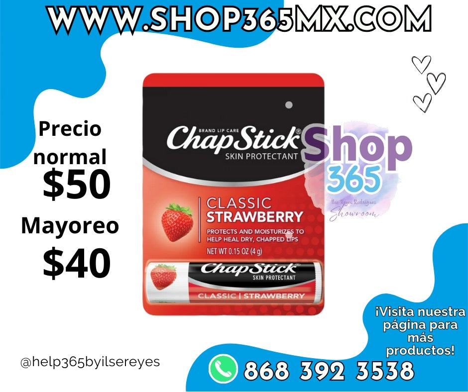 Tubos de bálsamo labial ChapStick Classic Strawberry - 0.15 Oz