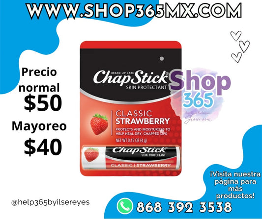 Tubos de bálsamo labial ChapStick Classic Strawberry - 0.15 Oz