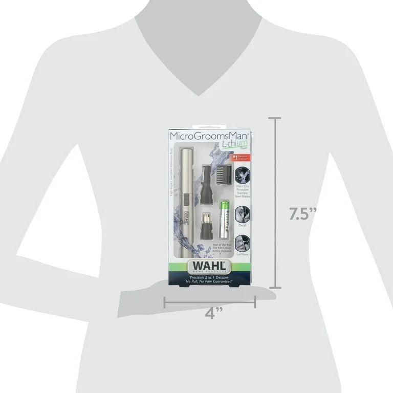 Wahl Recortadora de Pelo con Detalle Facial y Corporal con Batería de Litio Microgroomsman para Hombre 5640-1101