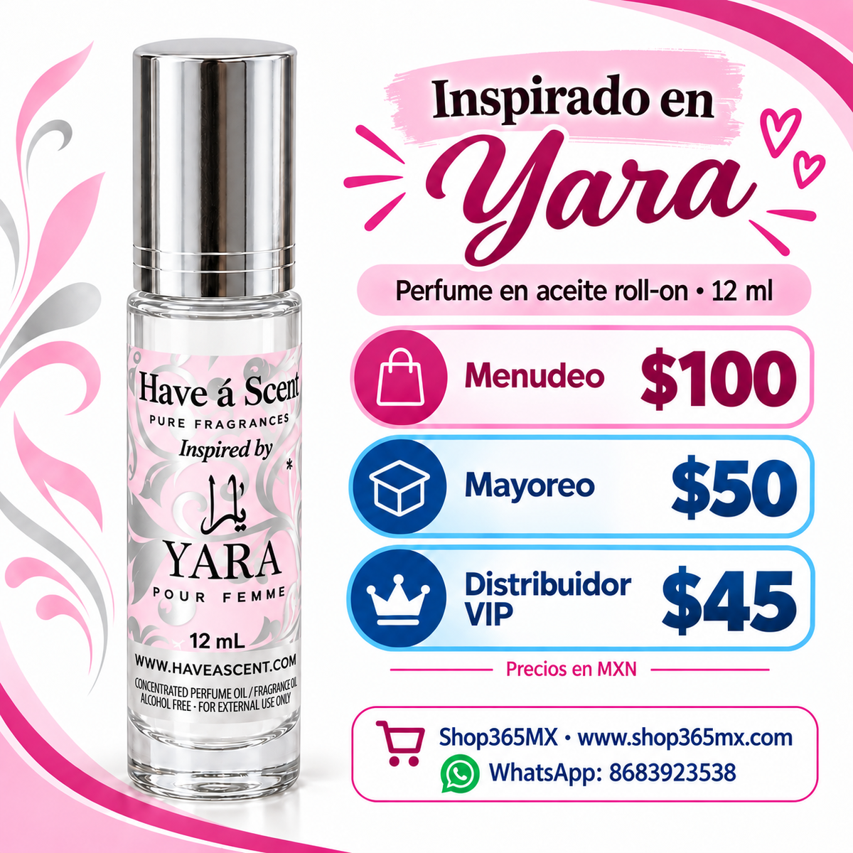 Perfume en aceite roll-on inspirado en Yara para mujer · 12 ml