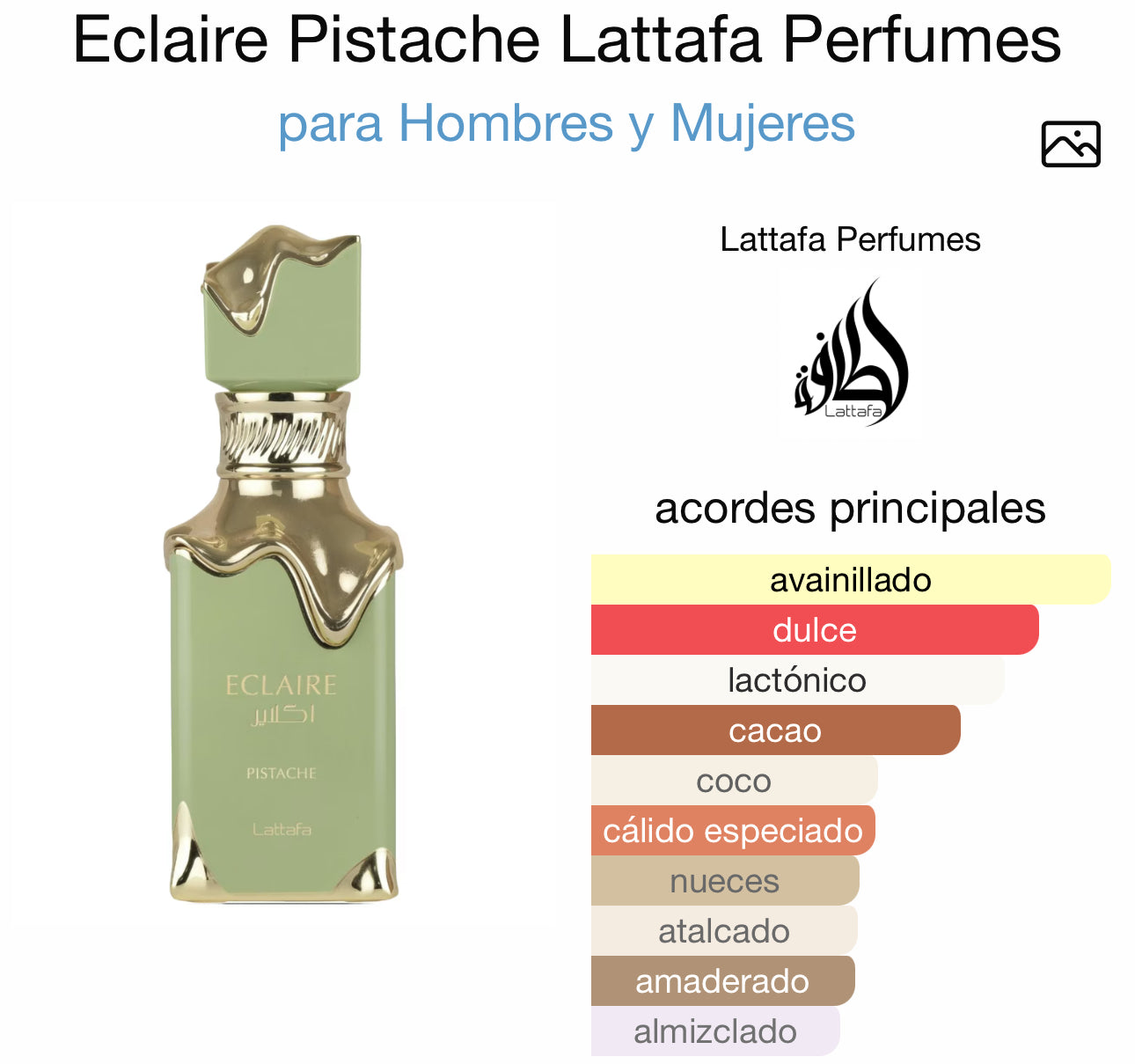 Eclaire Pistache de Lattafa ORIGINAL Unisex