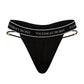 Victoria’s Secret Logo Strap Thong Negro – Tanga con Tiras Laterales y Detalle Dorado