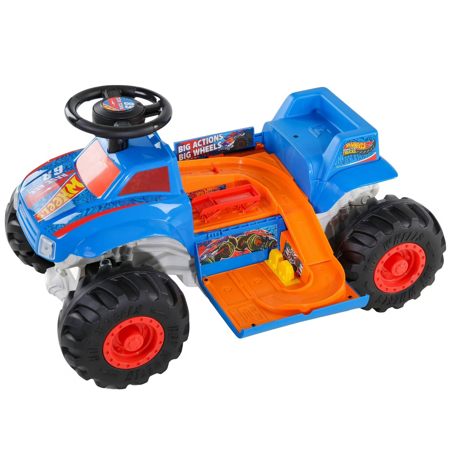 Hot Wheels Monster Truck de 6 V para Niños Pequeños, Azul/rojo, Eléctrico, Edades de 1,5 a 3 Años, Velocidad Máxima de 2 MPH