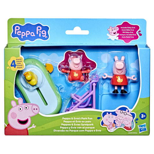 Peppa Pig Juguetes Peppa y Evie's Park Juego Divertido con 2 Figuras, Juguetes Preescolares, 3+