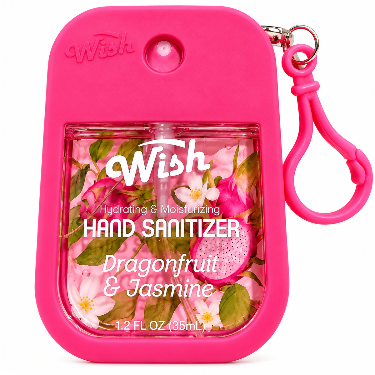 Sanitizante de Manos Wish Dragonfruit & Jasmine 35 ml con Holder Rosa