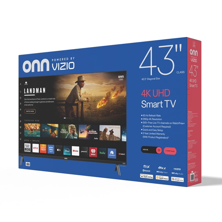 onn Smart TV 4K UHD de 43" con Alimentación VIZIO, 43S4V1