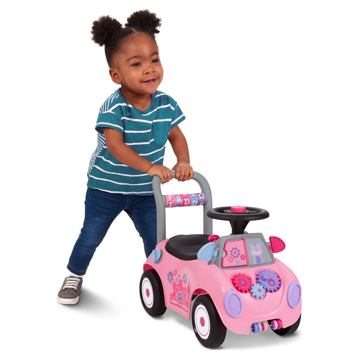 Radio Flyer Auto Creativo 3 en 1 Push Walker & Ride-on con Funciones Interactivas, Rosa