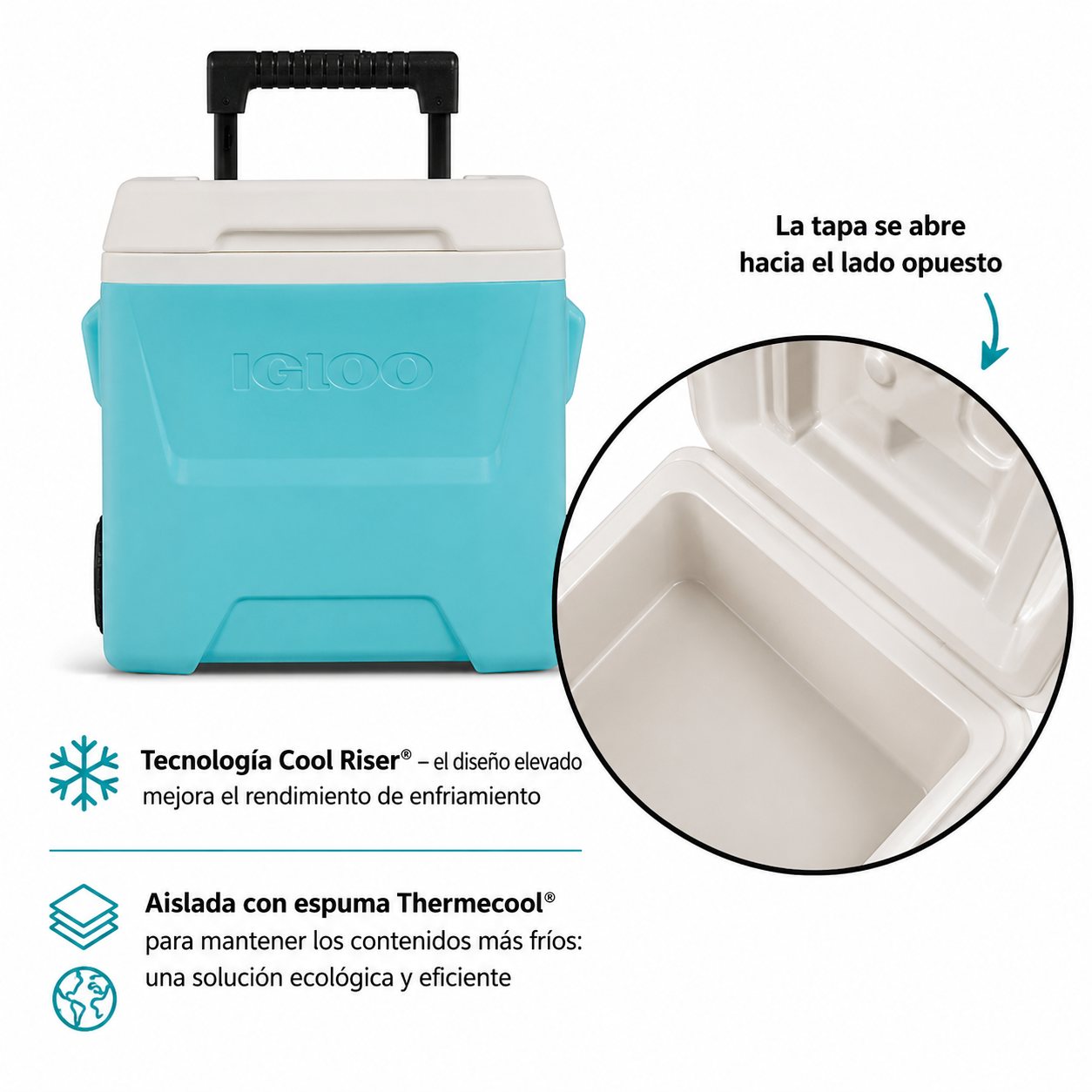 Igloo Hielera Rígida de 16 QT Laguna con Ruedas, Azul Aqua