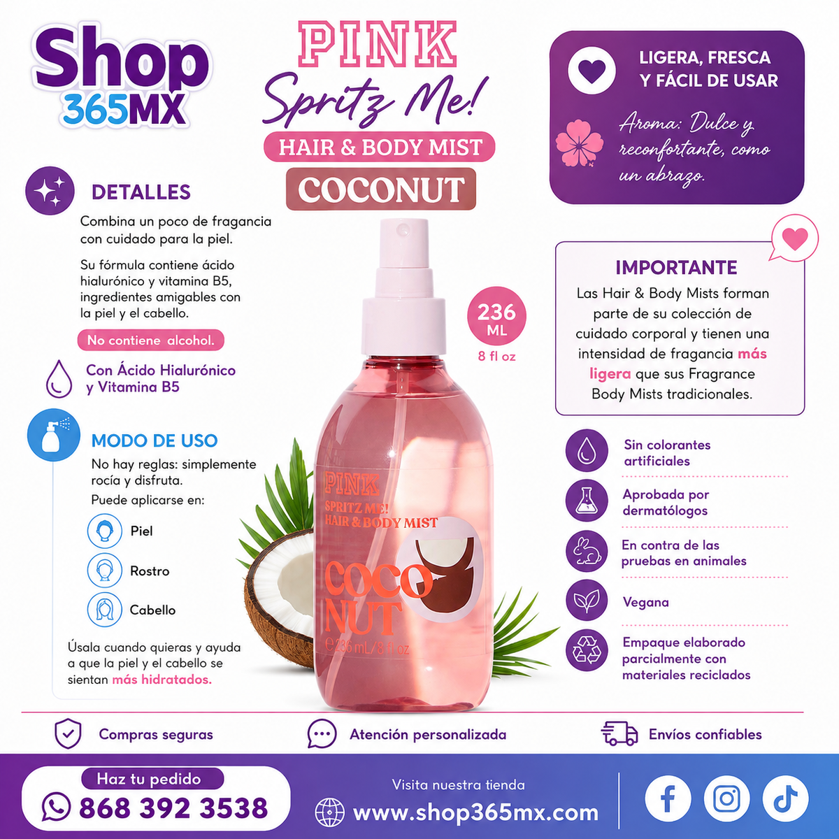 Pink Spritz me Hair & Body Mist Pink Apple
