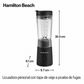 Hamilton Beach Licuadora Personal con Tapa de Viaje a Prueba de Fugas, Jarra de 14 oz, Color Negro, 51190F