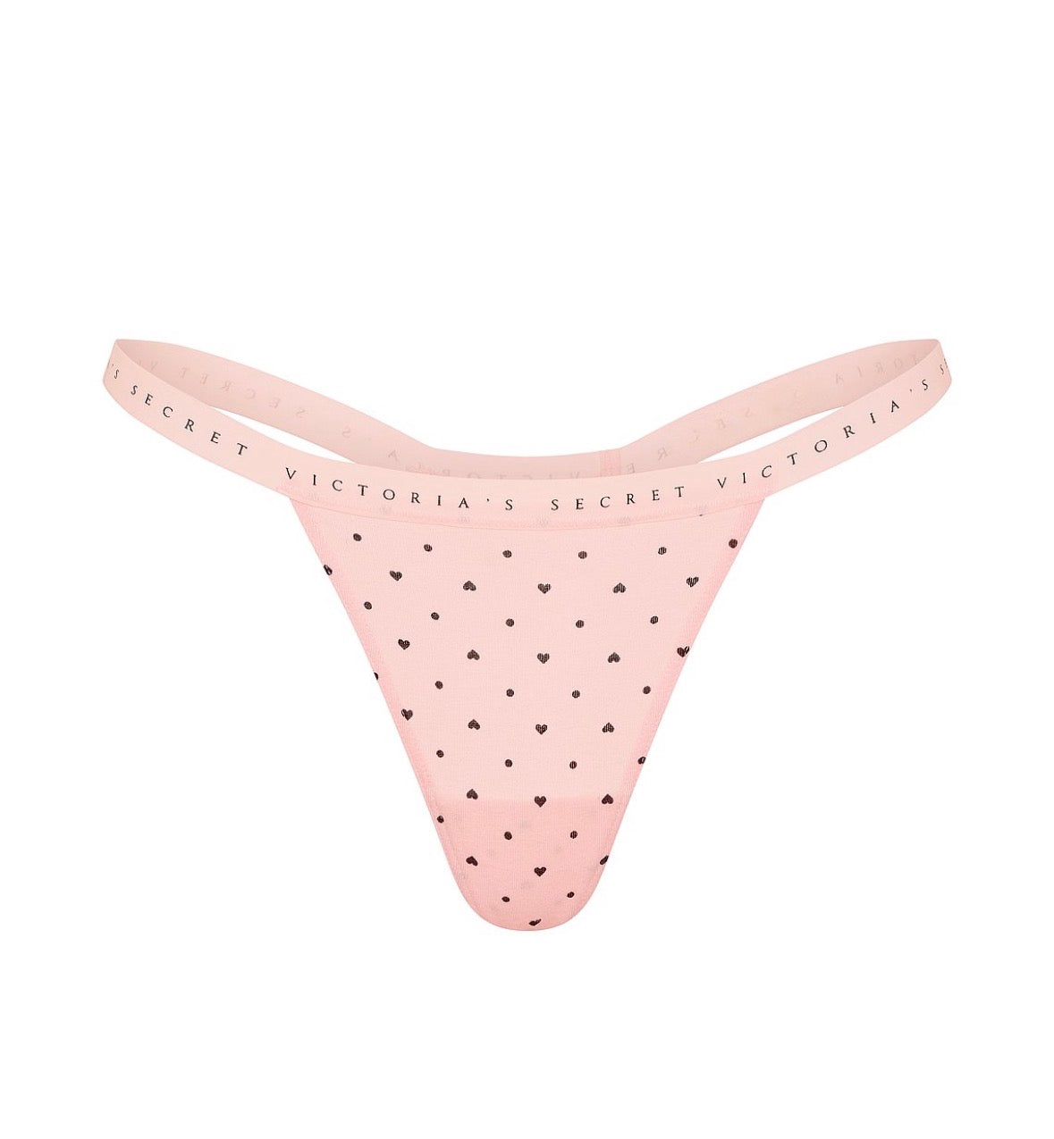 Victoria’s Secret Logo Waist Thong Rosa con Mini Corazones – Tanga Mujer