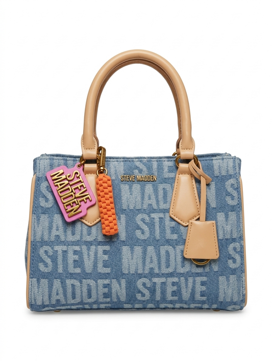 BOLSA STEVE MADDEN BLUE MULT BMICKEY DENIM SATCHEL MODELO DR144600