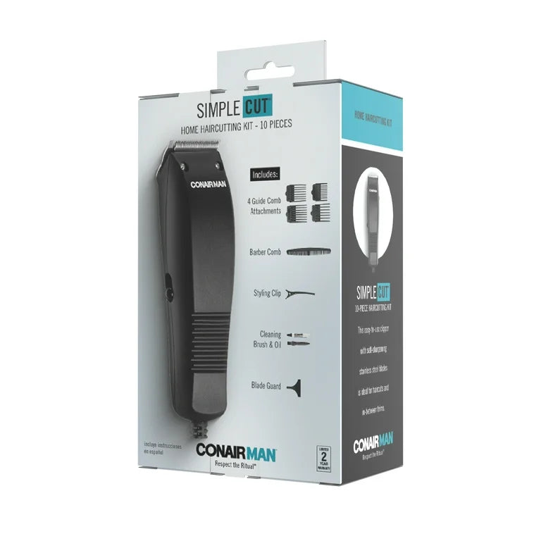ConairMAN Kit de Corte de Pelo para Hombre de Corte Simple 10 Piezas