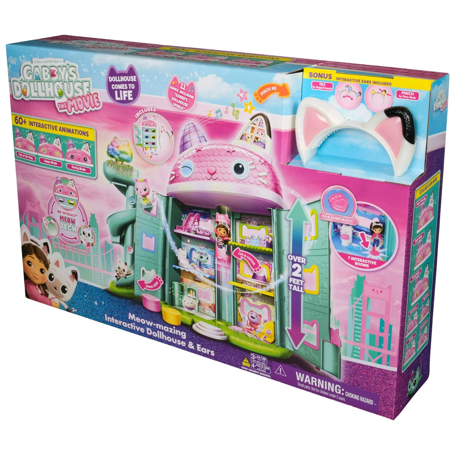 Gabby's Dollhouse: la Película, Dollhouse Meow-mazing con Sonido FX, Accesorios y Orejas Interactivas Adicionales (Exclusivo de Walmart)