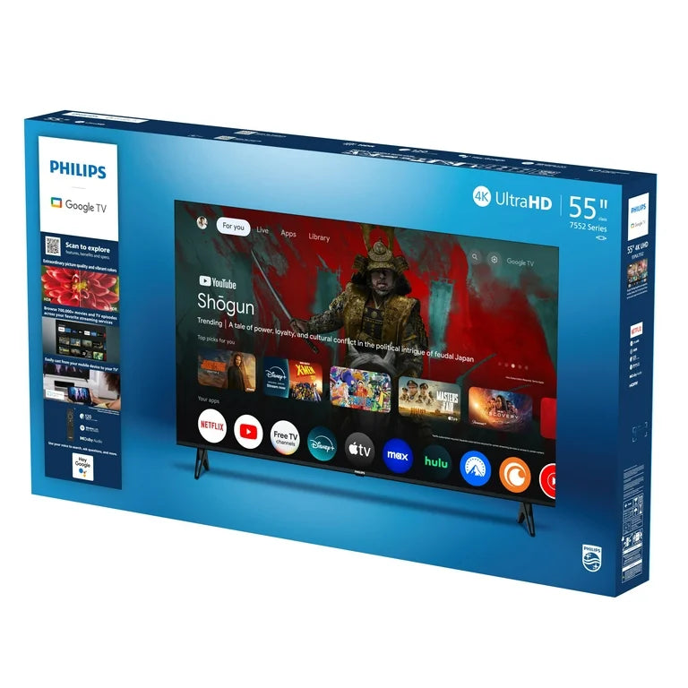 Televisor LED inteligente Philips de 55" Clase 4K Ultra HD (2160p) con Google (55PUL7552/F7)