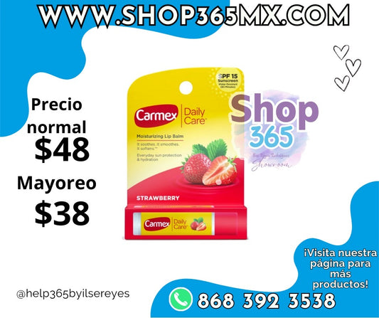 Bálsamo labial hidratante Carmex Daily Care, SPF 15, sabor a bálsamo labial de fresa, 1 unidad