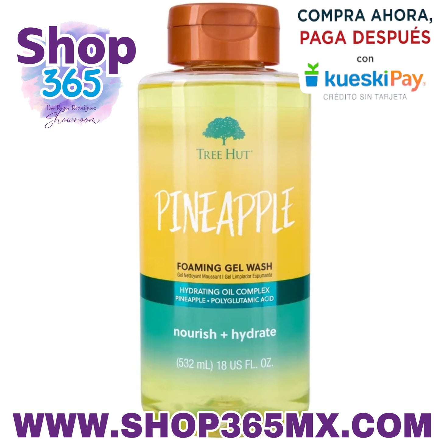 Gel de lavado espumoso de piña Tree Hut, 18 onzas líquidas