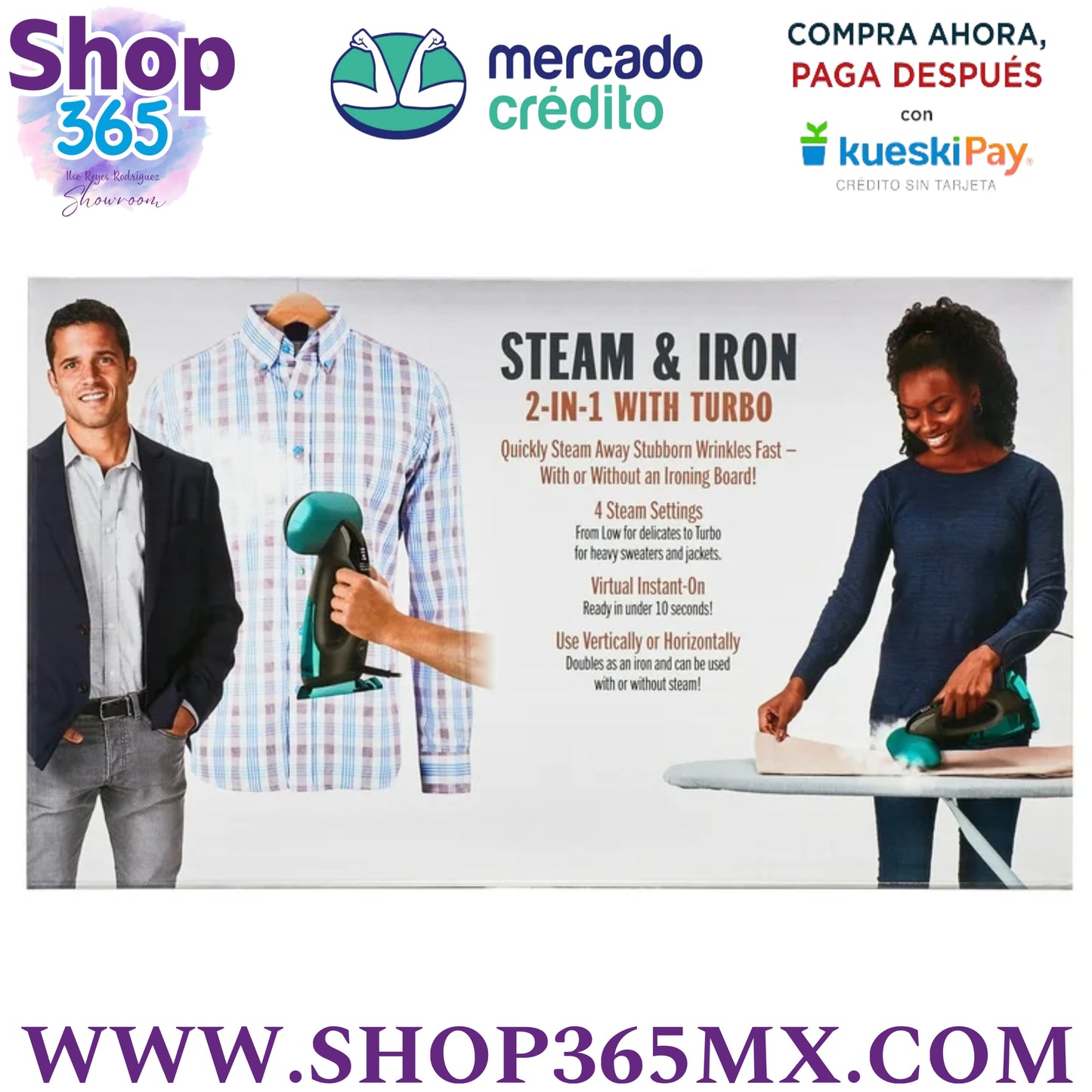 Turbo ExtremeSteam Conair 1875 Vatios de Tela de Mano, Vapor de Ropa de Vapor y Hierro 2 en 1