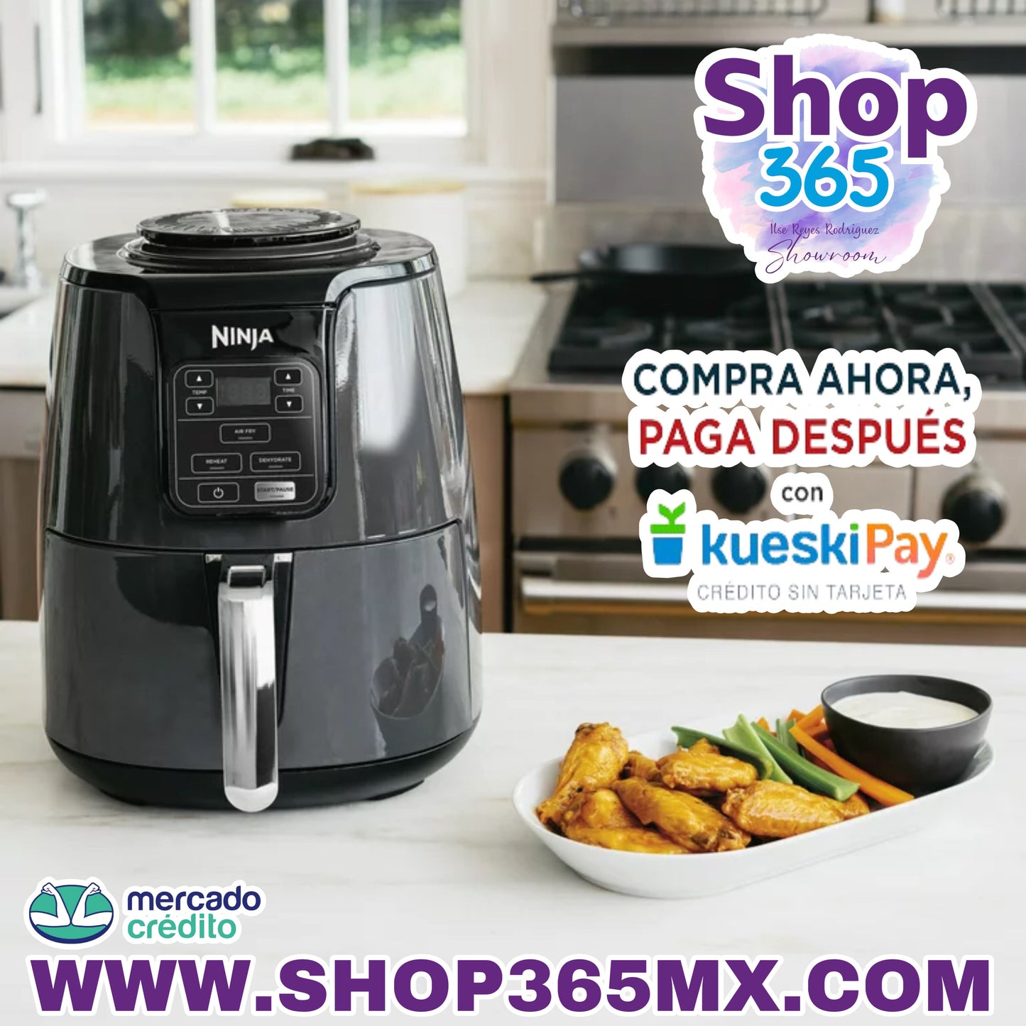 Freidora de aire Ninja 4QT, negra, AF100WM