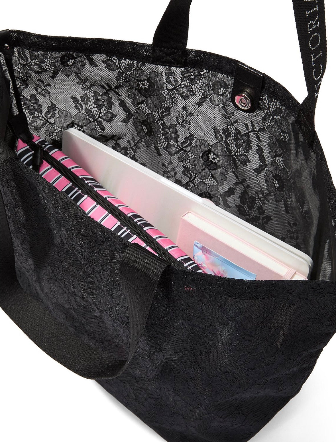 Victoria’s Secret Bolsa Tote de Encaje Negro – Lace Tote Bag Original