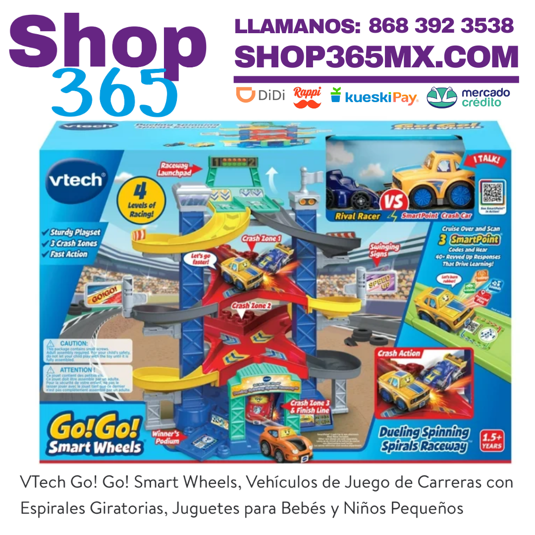 VTech Go! Go! Smart Wheels, Vehículos de Juego de Carreras con Espirales Giratorias, Juguetes para Bebés y Niños Pequeños