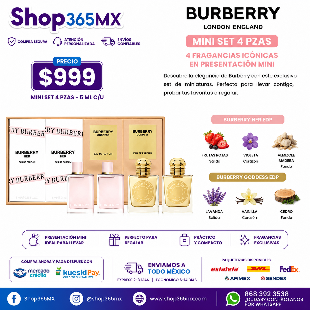 Burberry Mini Set 4 pzas M EDP 5ML