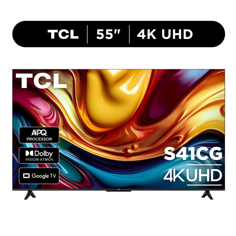 TCL Clase de 55" Serie S41CG 4K UHD LED Smart Google TV (Edición Limitada) - Dolby Vision HDR y Dolby Atmos, Asistente de Google y Amazon Alexa Compatible con Control Remoto por Voz - 55S41CG