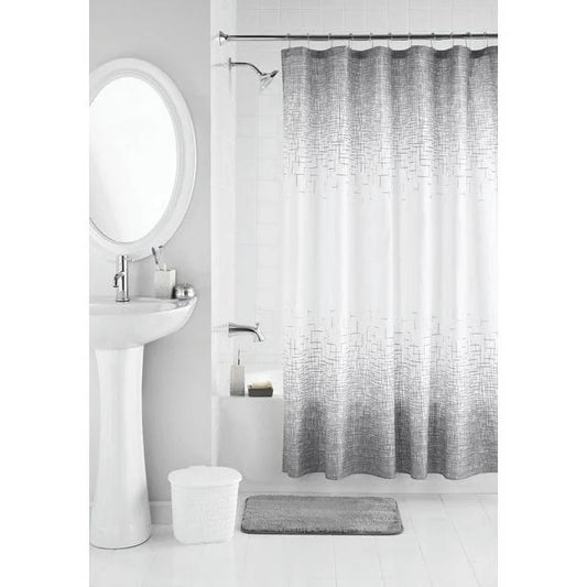 Mainstays Juego de Accesorios de Baño y Cortina de Ducha de Poliéster/cerámica de 17 Piezas, Gris
