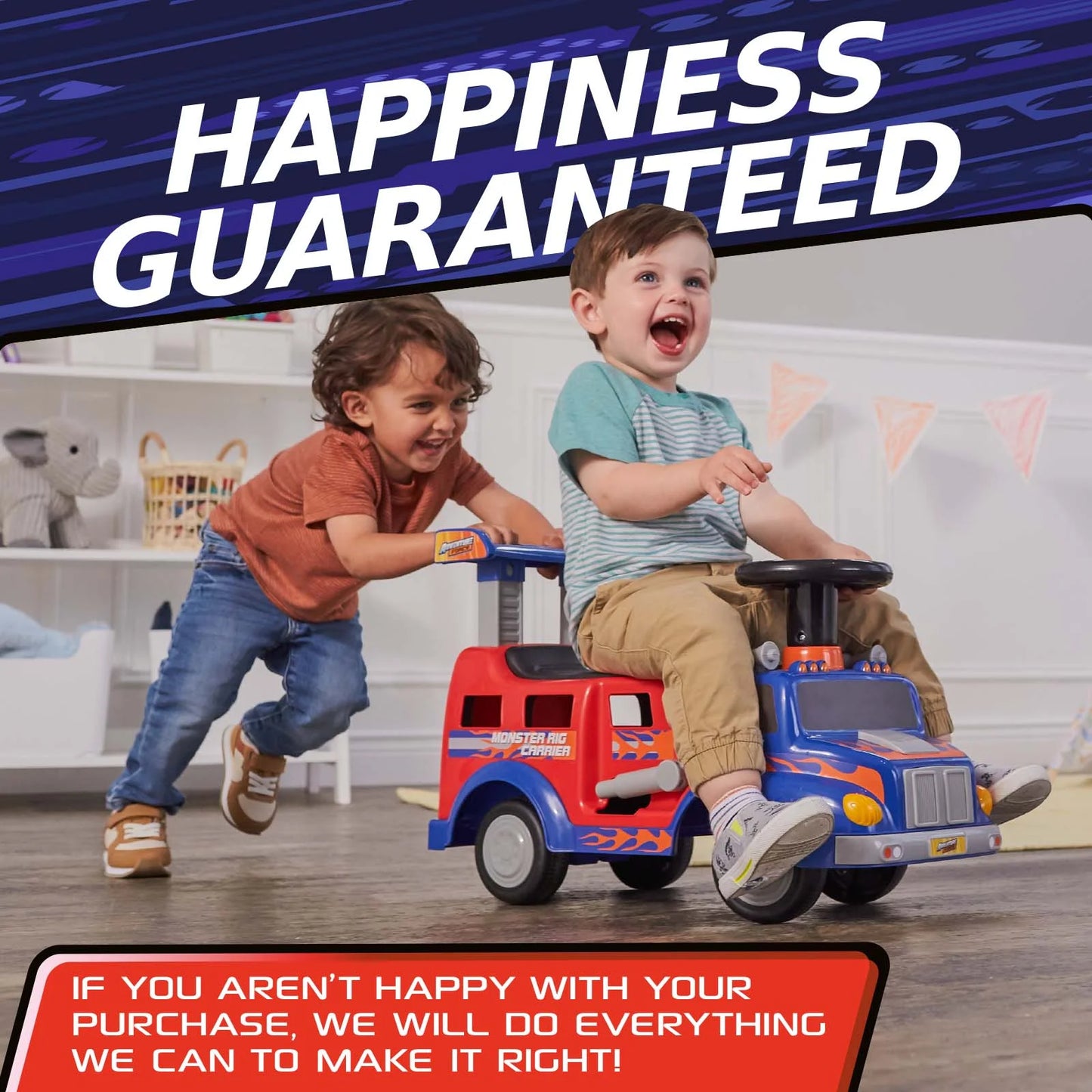 Adventure Force Monster Rig Carrier Transporte para Niños de 1 a 3 Años, Soporta 44 Libras