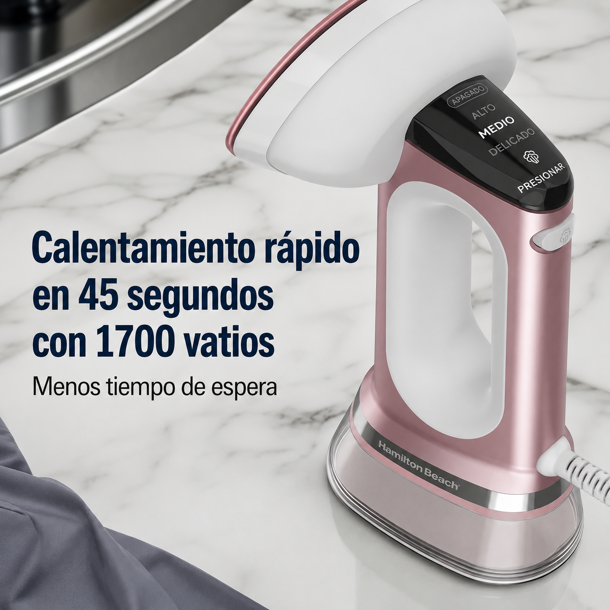 Hamilton Beach Vaporizador/hierro para Ropa 3 en 1: Versátil, Control de Vapor Ajustable y Selección de Telas