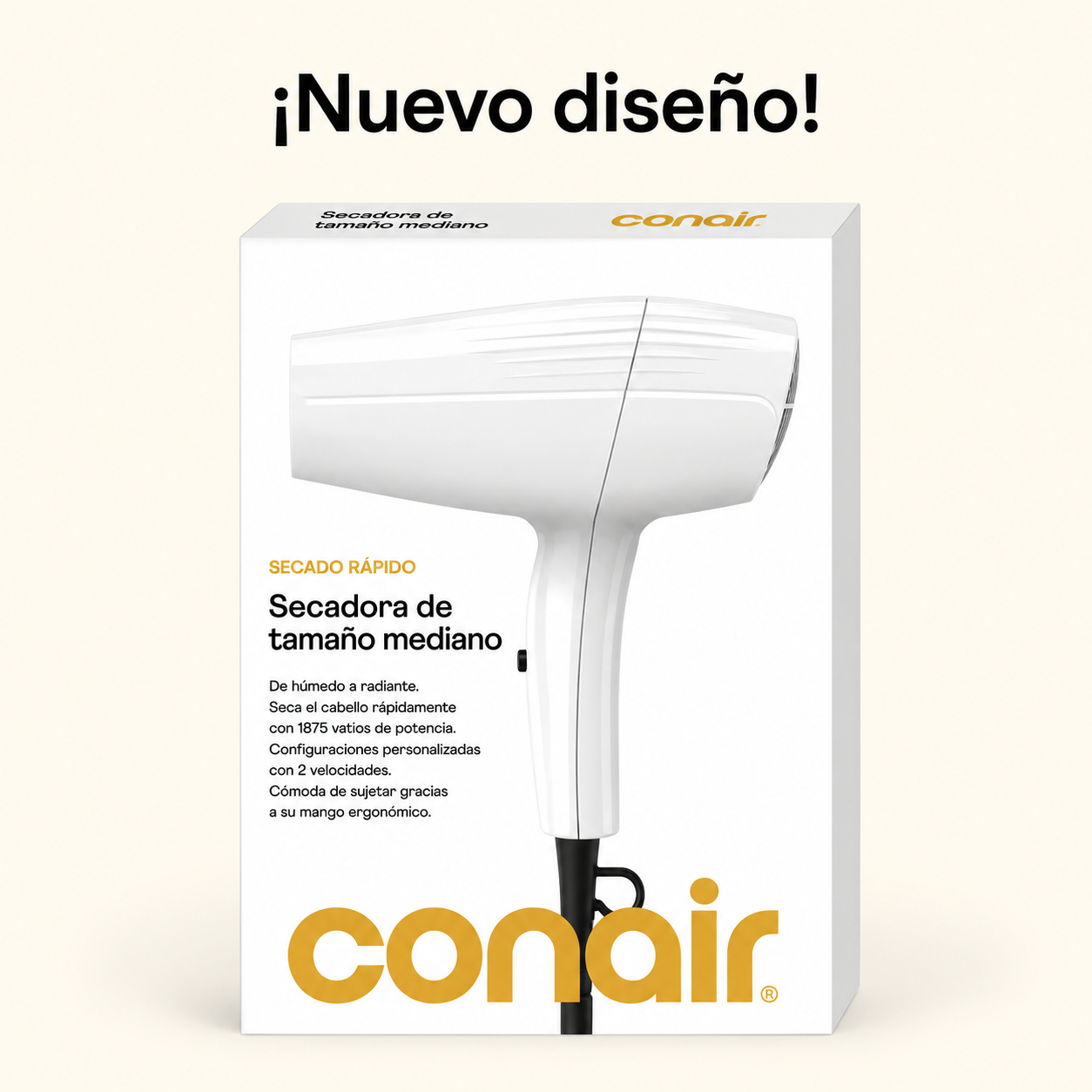 Conair Secador Mid-Size de 1875 Vatios para un Secado y Peinado Potentes