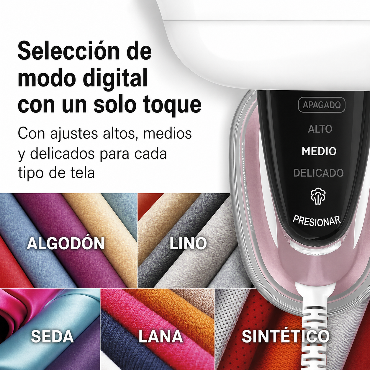 Hamilton Beach Vaporizador/hierro para Ropa 3 en 1: Versátil, Control de Vapor Ajustable y Selección de Telas