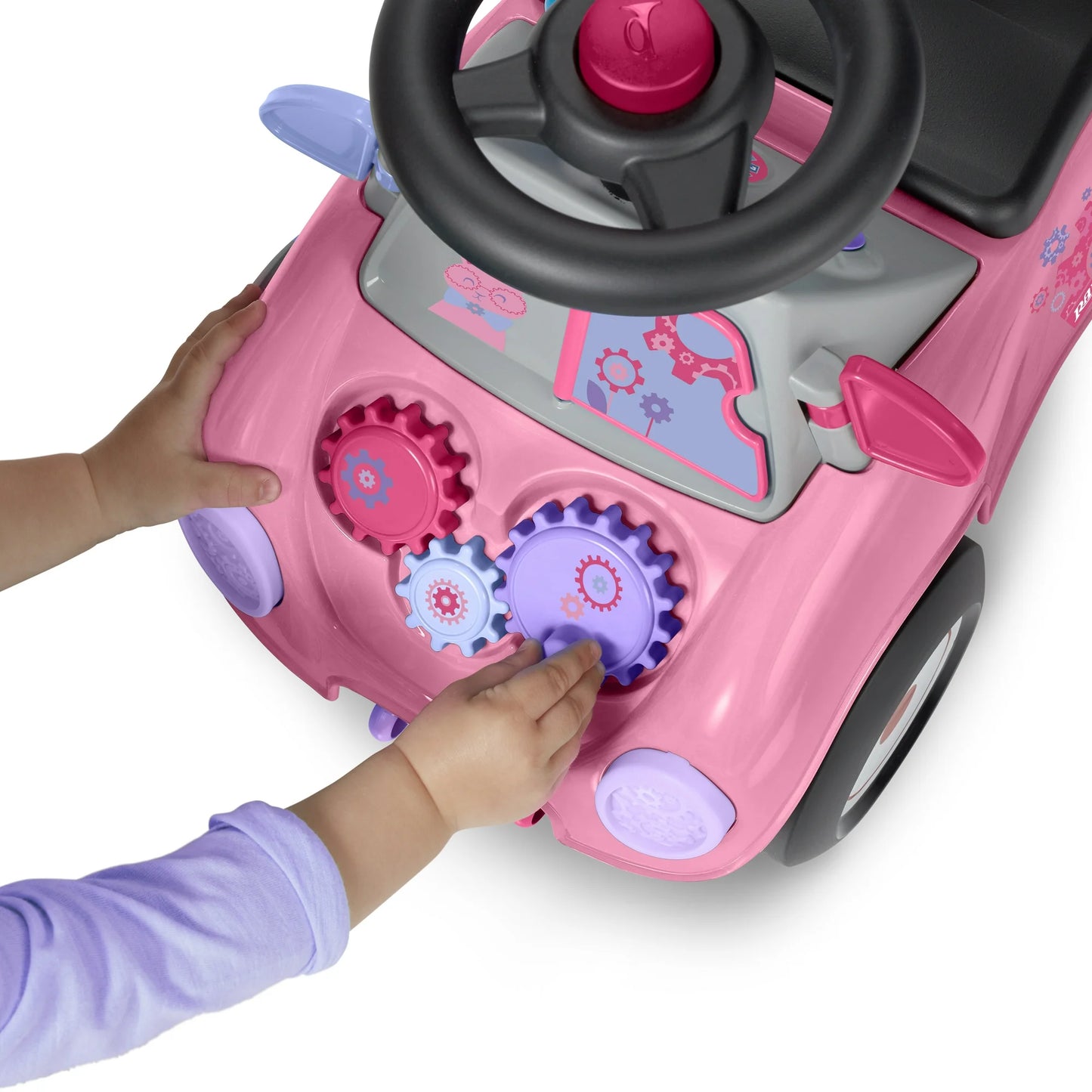 Radio Flyer Auto Creativo 3 en 1 Push Walker & Ride-on con Funciones Interactivas, Rosa