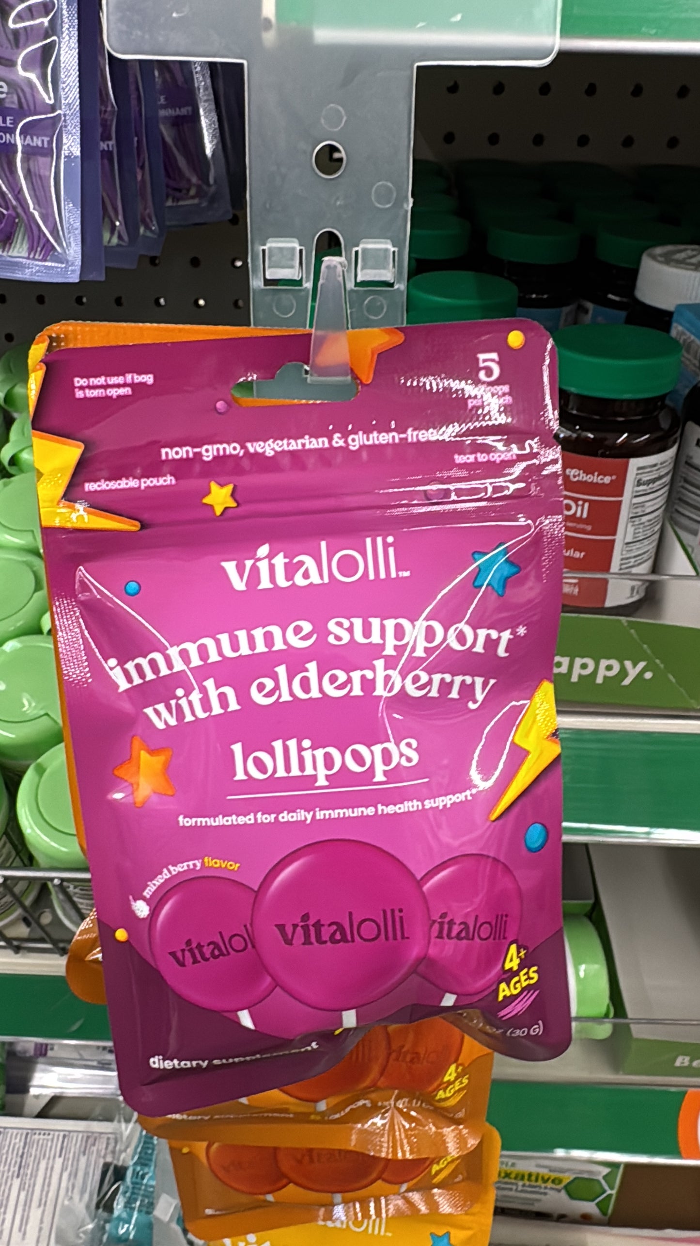 Vitalolli Immune support with elderberry lollipops
