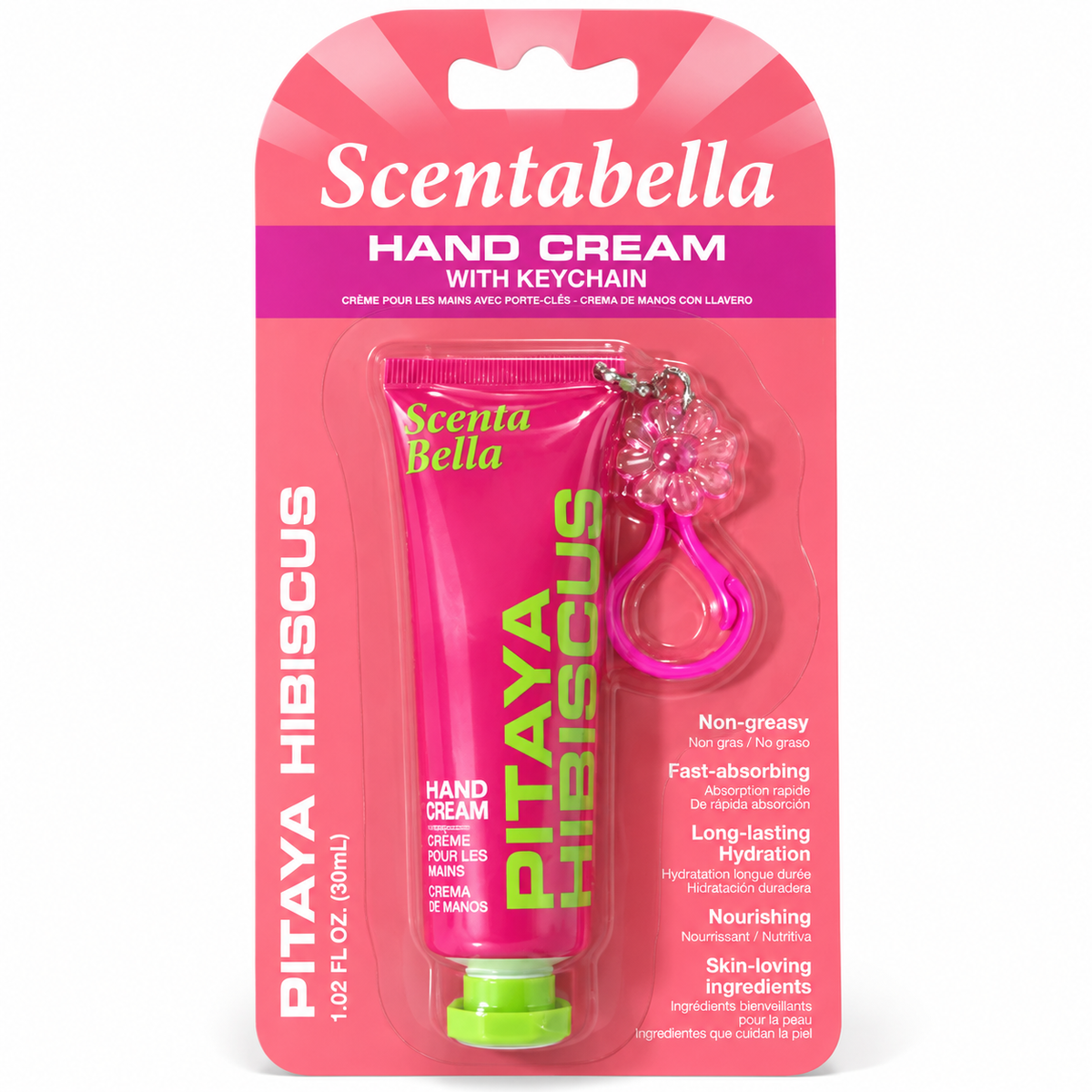 Crema de Manos Scentabella Pitaya Hibiscus con Llavero · 30 ml