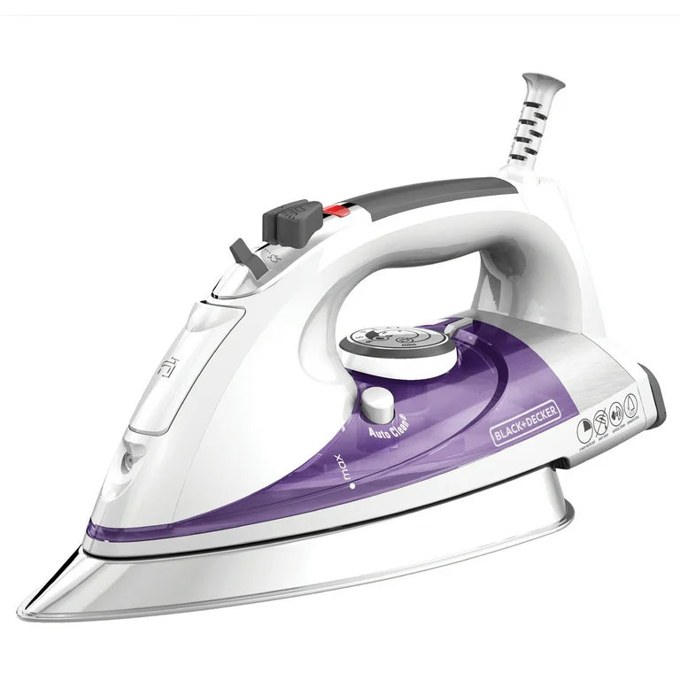 BLACK+DECKER Professional Steamer with Stainless Steel Sole and Extra Long Cord, Purple, IR1350S