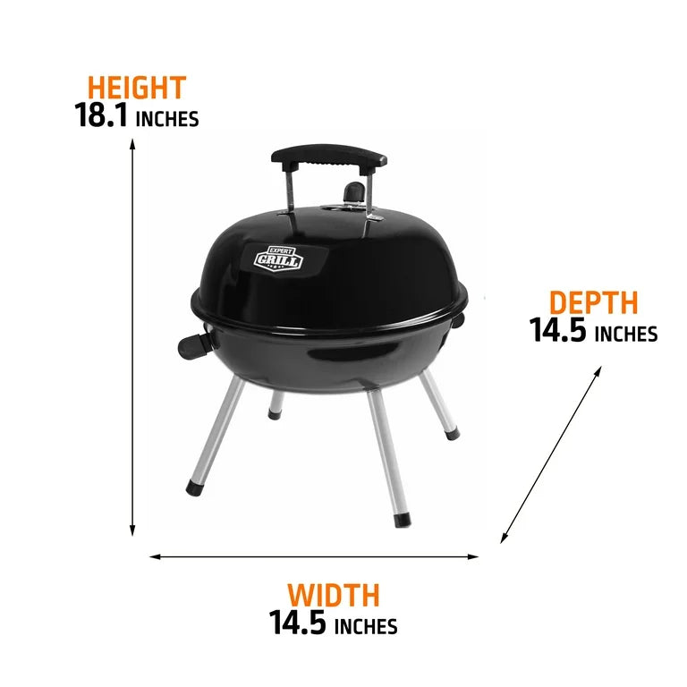 Expert Grill Parrilla Portátil de Carbón de 14.5 Pulgadas, Negra