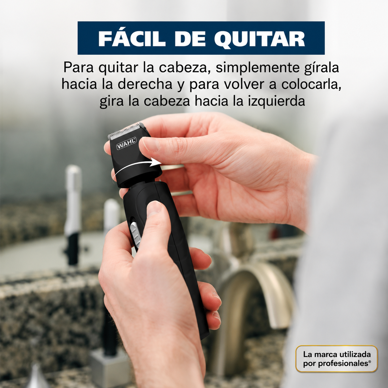Wahl Barba Recargable Todo en uno, Bigote, Recortador de Detalles para Hombre, Negro, 05644