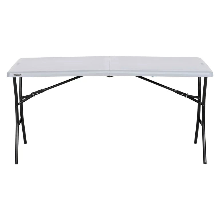 Lifetime Mesa rectangular plegable por la mitad de 5 pies, esencial para interiores y exteriores, gris, 153cm x 65cm (80861)