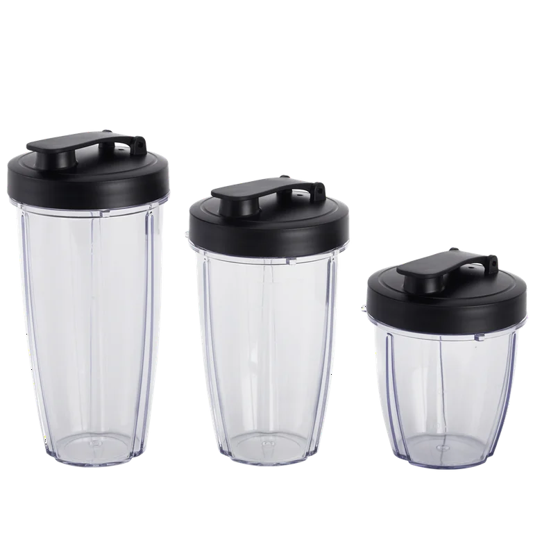 Mainstays Juego de Batidora de 10 Piezas, Negro, 300 W, con 3 Frascos (10 Oz, 16 Oz, 18 Oz), 2 Tapas para Beber, Hoja de Acero Inoxidable