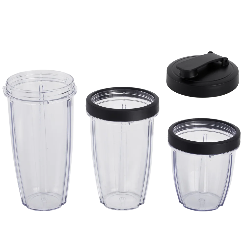 Mainstays Juego de Batidora de 10 Piezas, Negro, 300 W, con 3 Frascos (10 Oz, 16 Oz, 18 Oz), 2 Tapas para Beber, Hoja de Acero Inoxidable