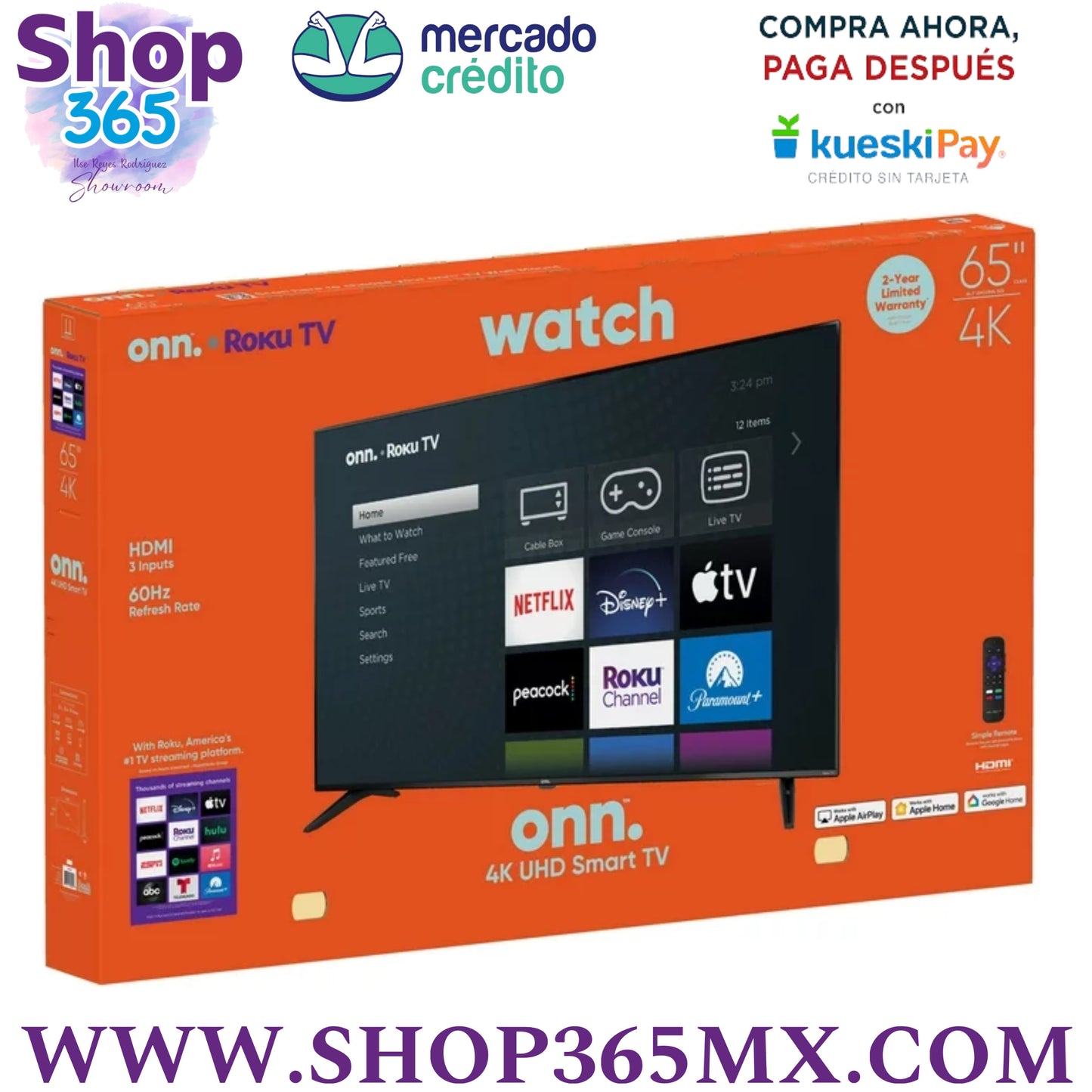 onn. Televisor Inteligente Roku LED sin Marco Clase 4K UHD (2160P) de 75" (100044717)