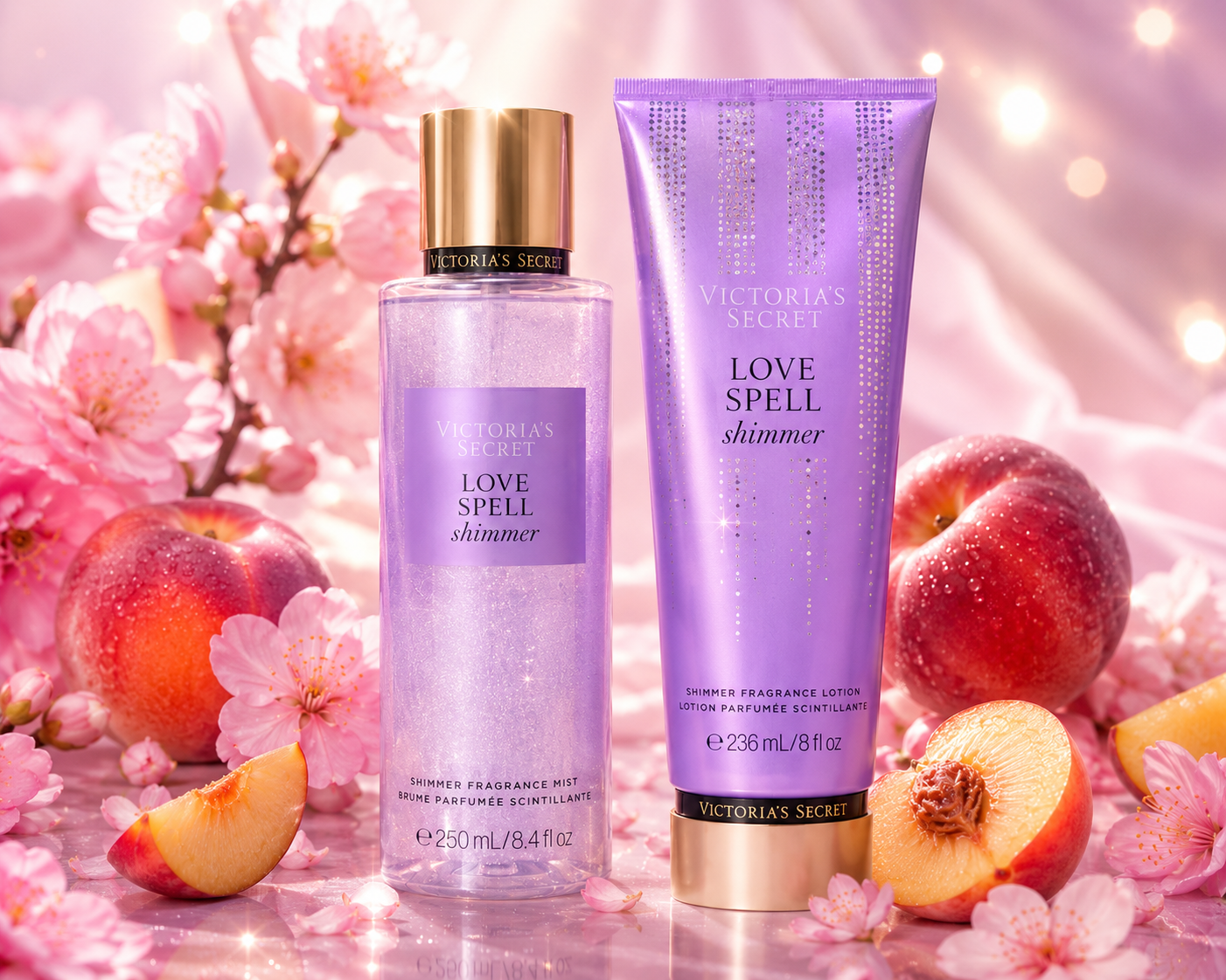 Set Victoria’s Secret Love Spell Shimmer – Brillo Radiante y Dulzura Irresistible