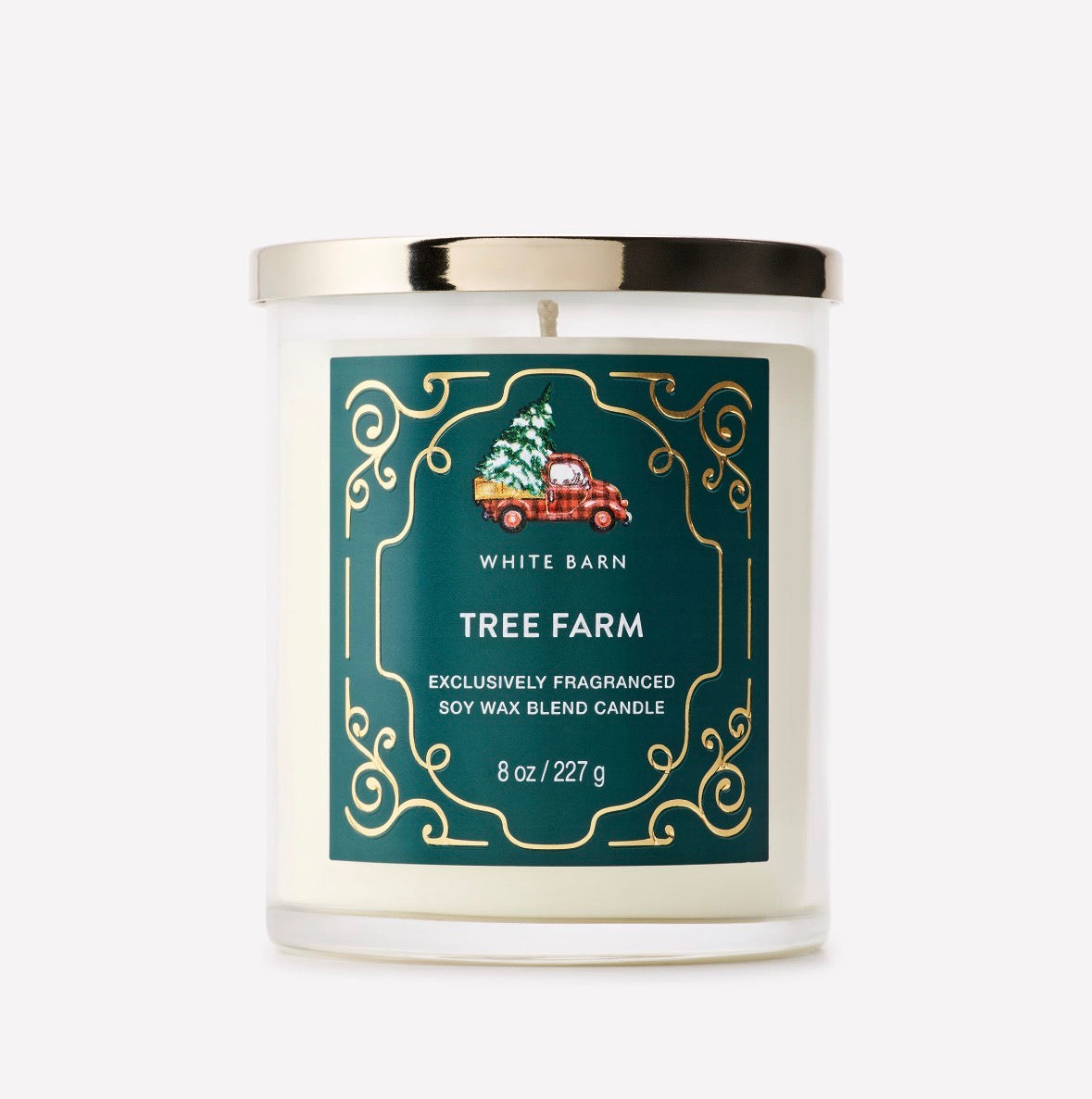 White Barn Tree Farm Vela Aromática 8 oz – Pino, Cedro y Manzana Especiada