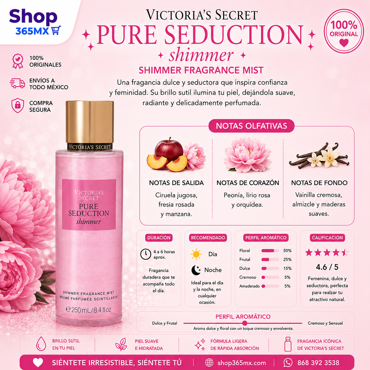 Body Mist Pure Seduction Shimmer – Brillo, Dulzura y Seducción Victoria’s Secret
