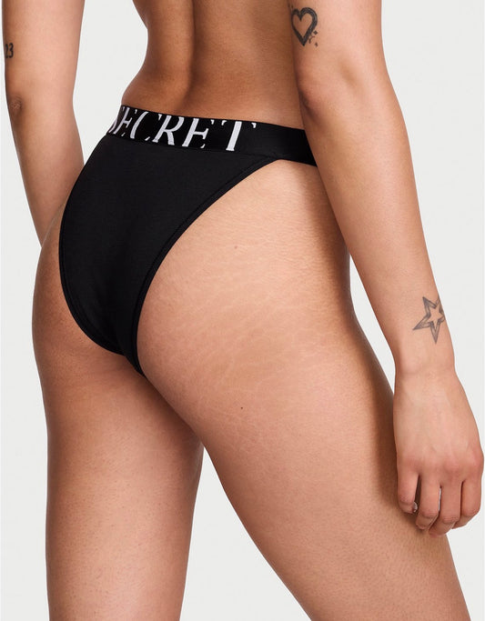 Victoria’s Secret Panty Negro con Cintura Elástica con Logo