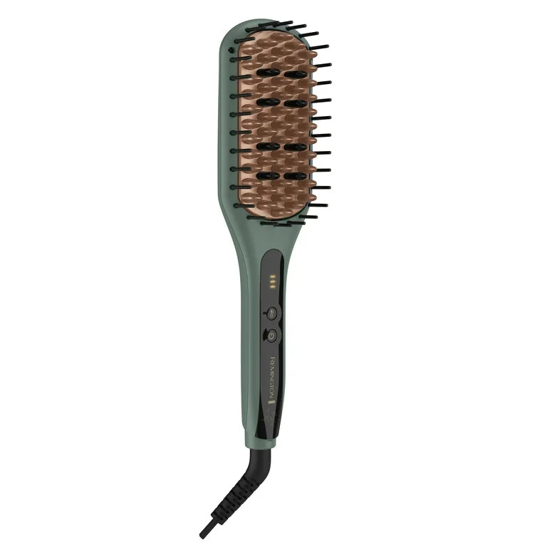 PR REMINGTON Botanicals™ Cepillo Alisador 2 en 1 para Mujer, Cerdas de Cerámica con Microacondicionadores de Origen Vegetal, Verde