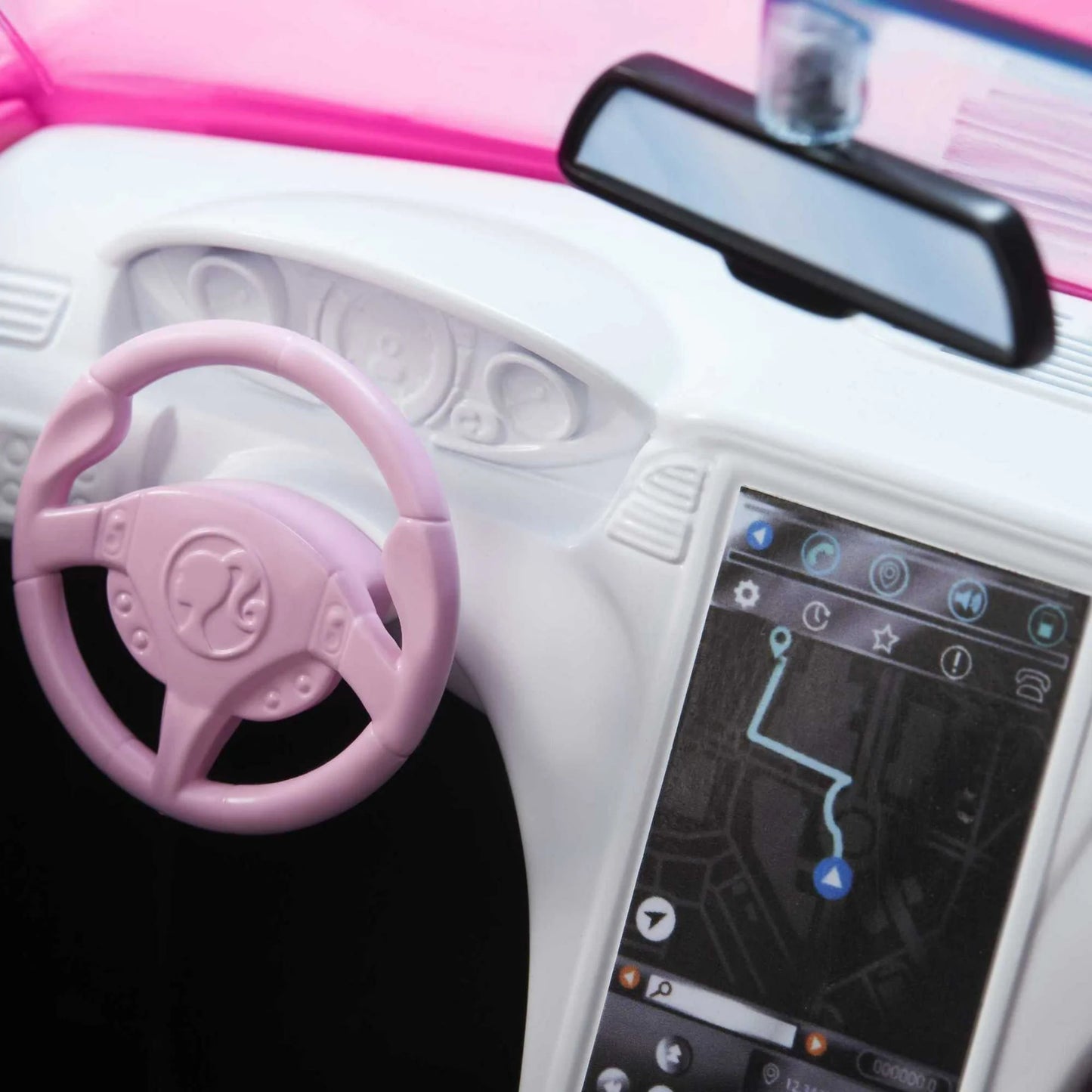 Barbie Auto de Juguete Convertible Rosa Brillante con Cinturones de Seguridad y Ruedas Giratorias (para 2 Muñecas), Juguete para 3 Años en Adelante