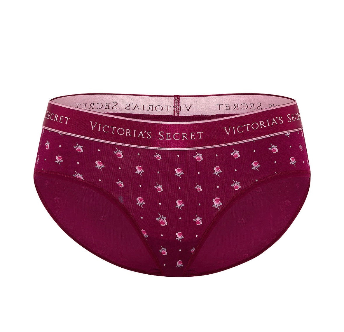 Victoria’s Secret Bikini Panty Vino con Estampado Floral y Cintura Logo