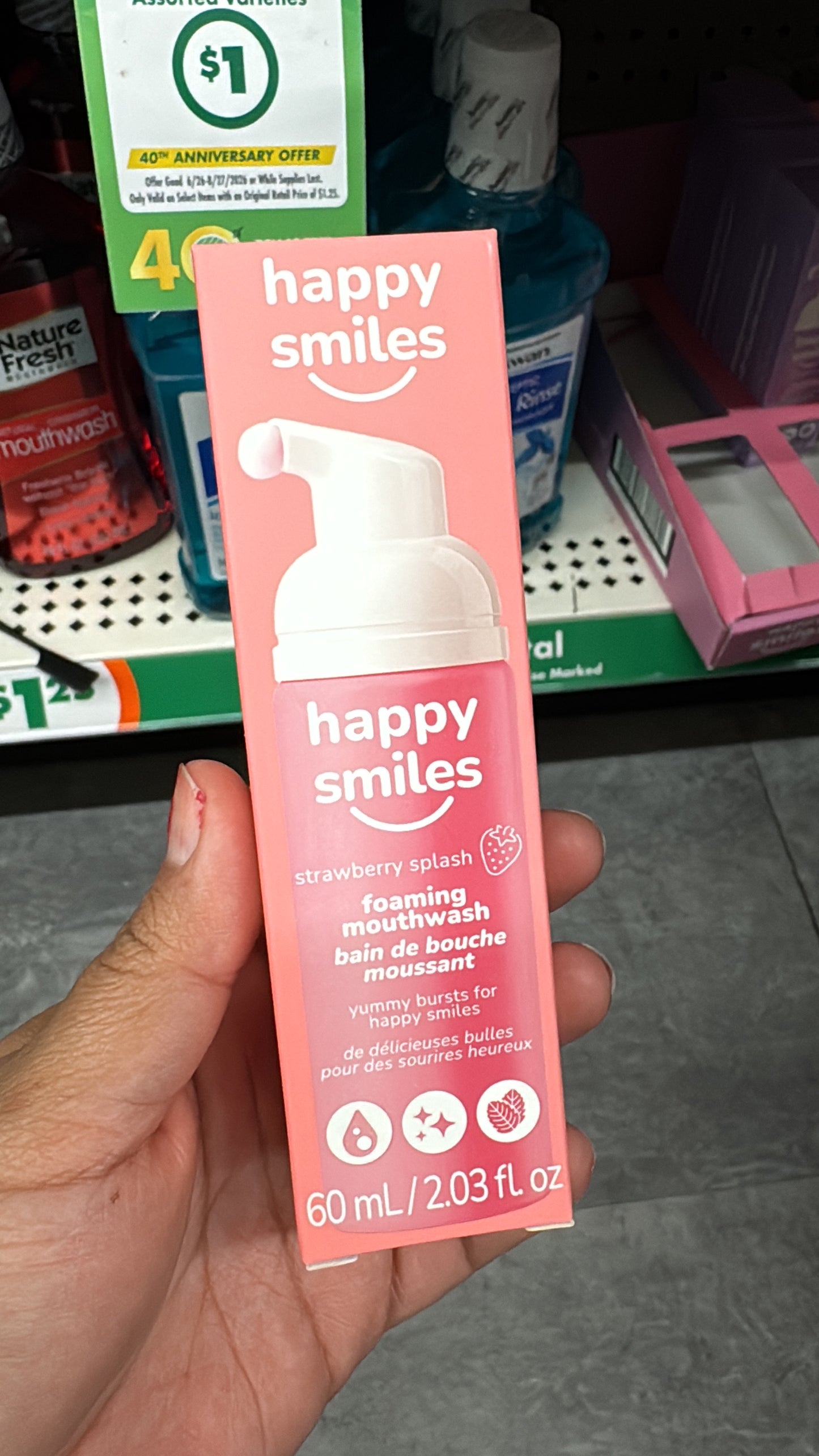 Happy smiles foaming mouthwash strawberry splash